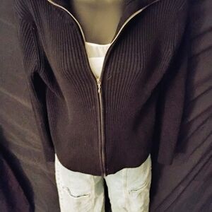 For The Republic Black Ribbed Knit Sweater